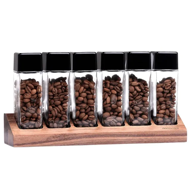 Normcore provette caffè vetro 6 pezzi con stand noce