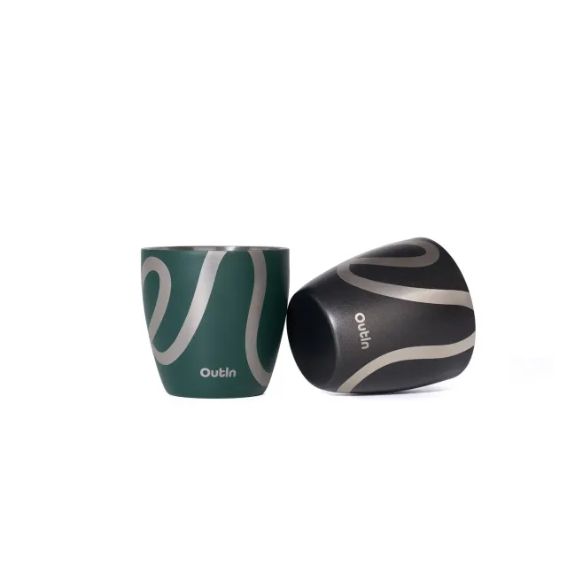 Outin Espresso Set 2 Tazzine 75 ml Acciaio Verde Grigio