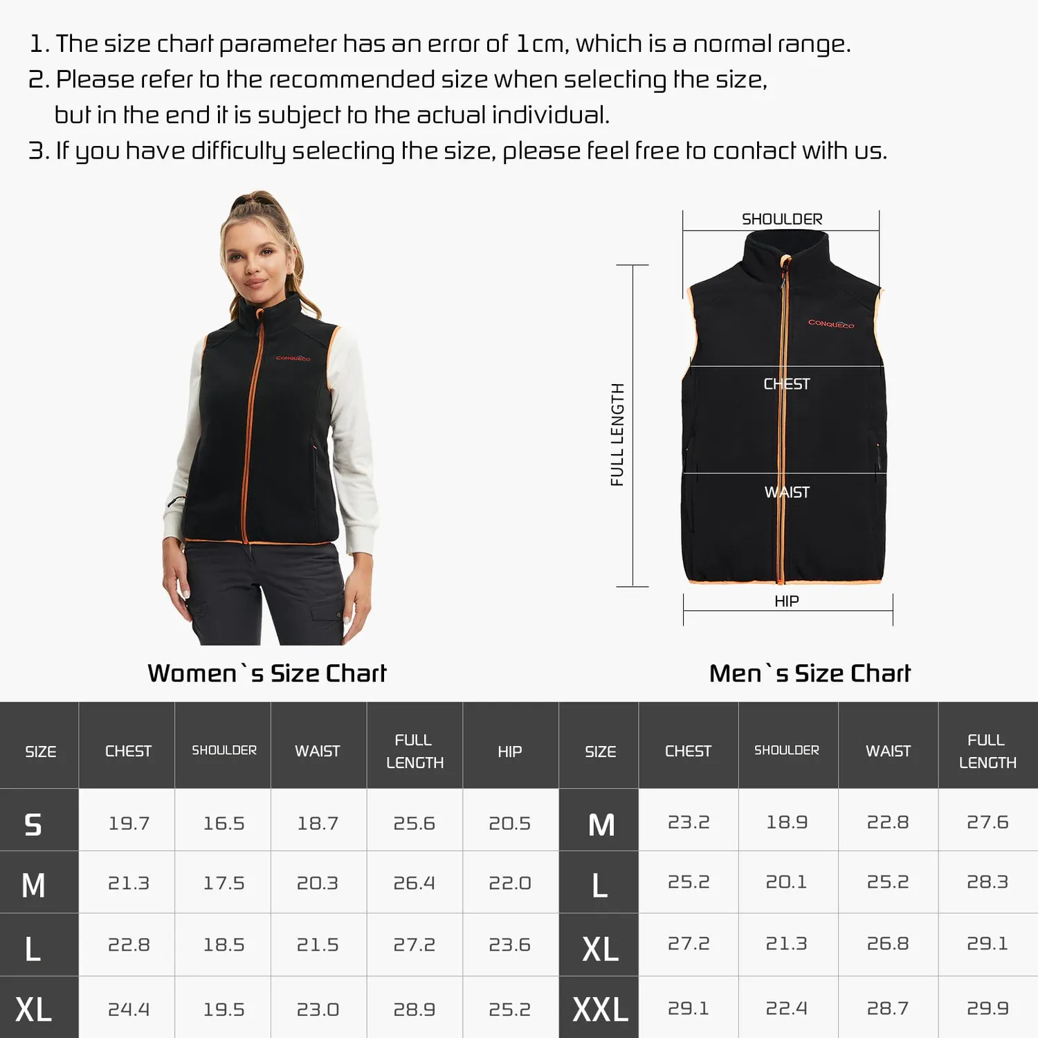 Conqueco gilet riscaldato donna softshell 3 zone batteria