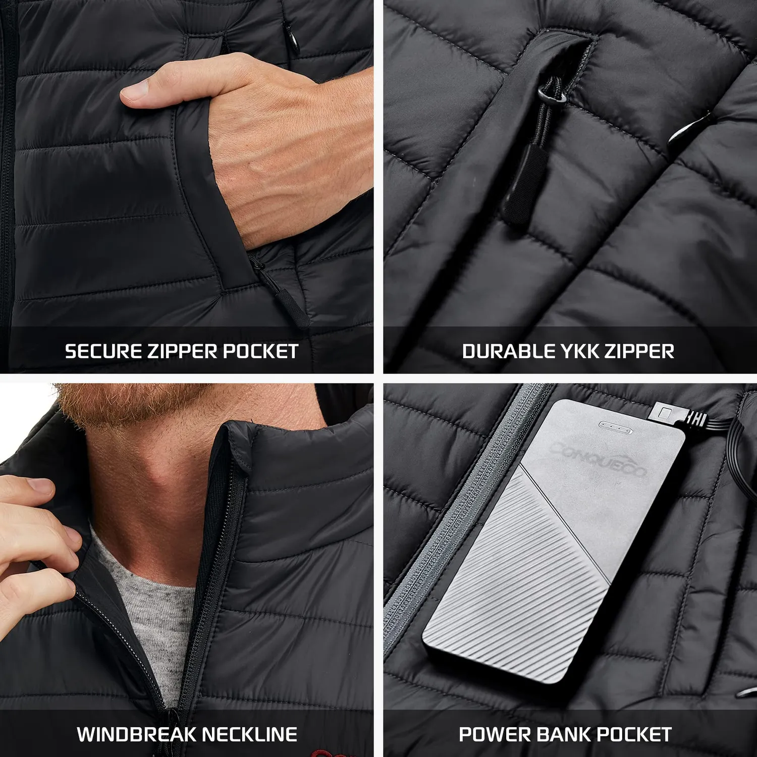 Conqueco 205 gilet riscaldato uomo fibra carbonio