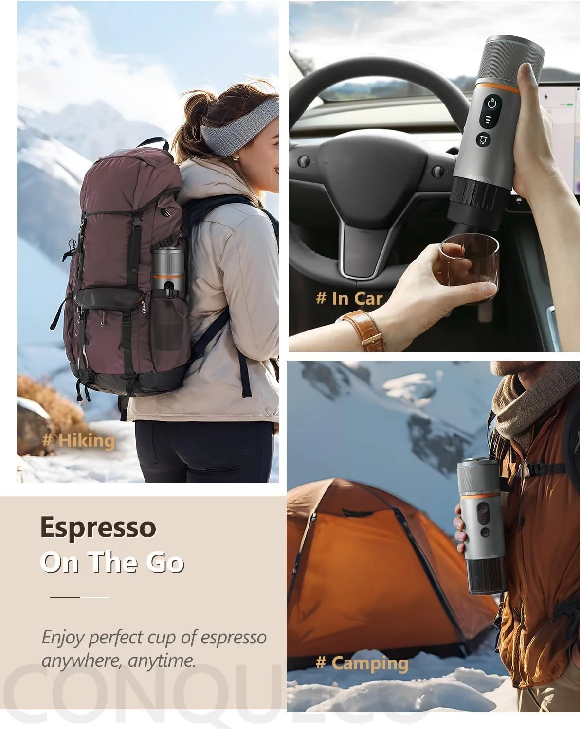 Conqueco macchina espresso portatile marrone 8 tazze