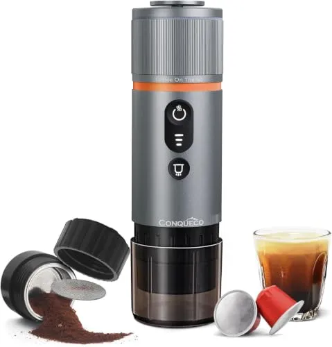 Conqueco macchina caffè espresso portatile 80 ml alluminio 15 bar