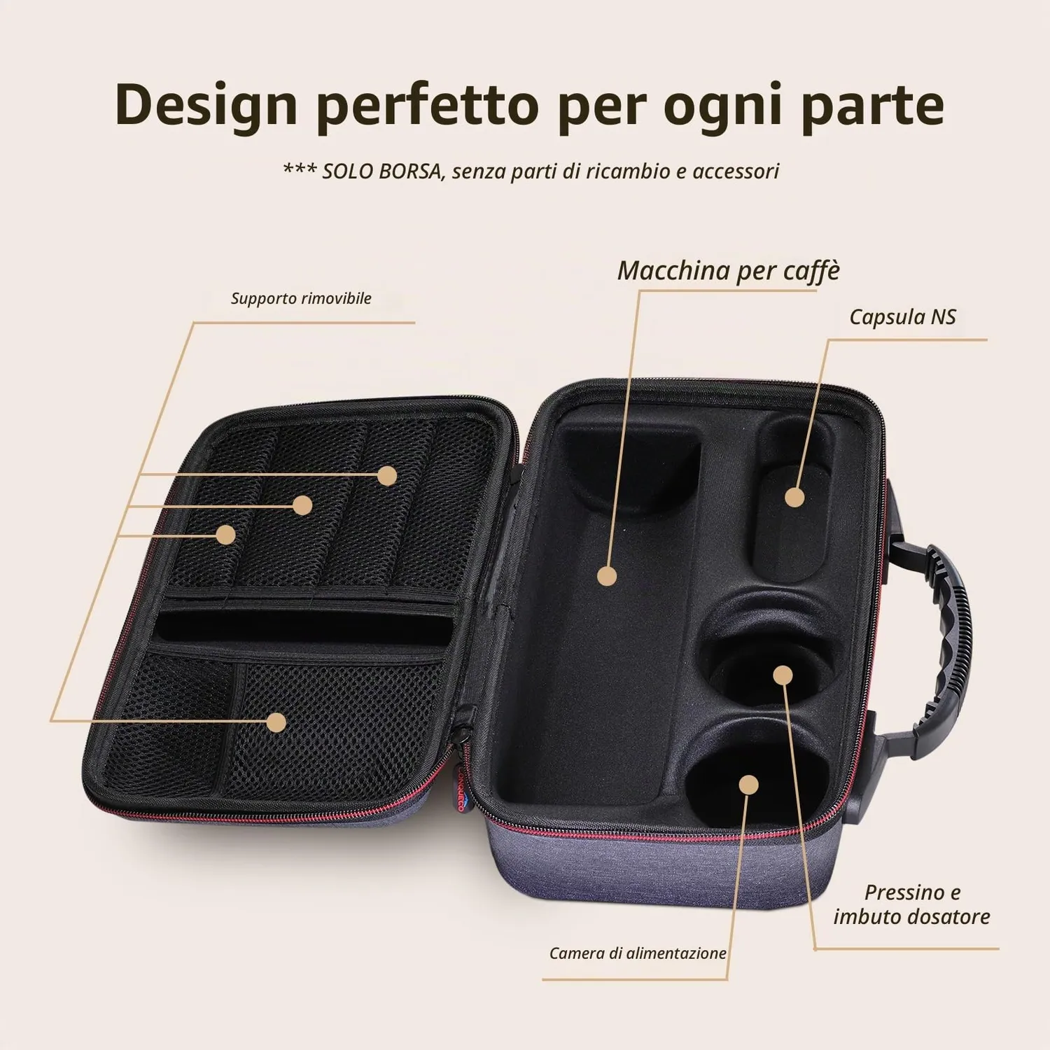 Conqueco Borsa Viaggio Macchina Caffe Portatile 8 L Grigia