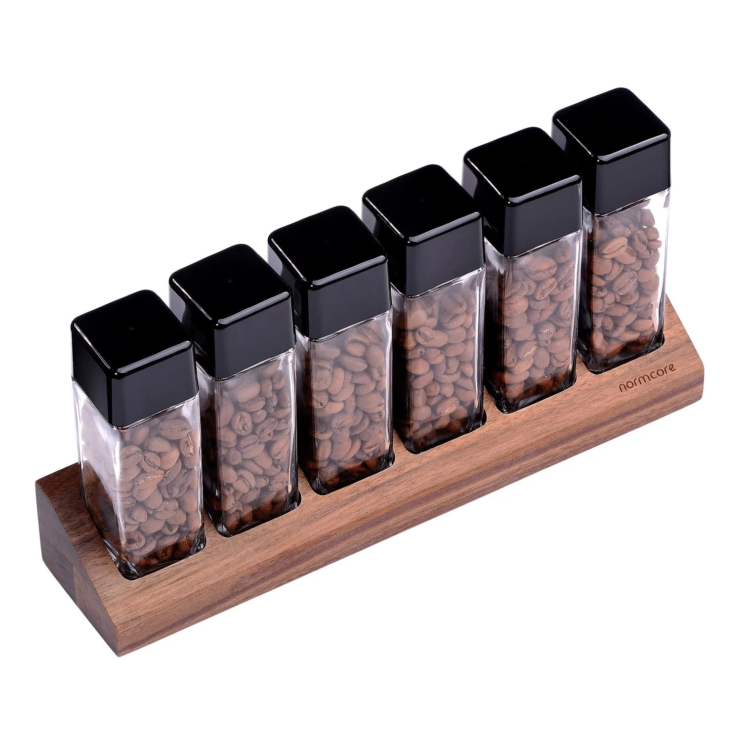 Normcore provette caffè vetro 6 pezzi con stand noce
