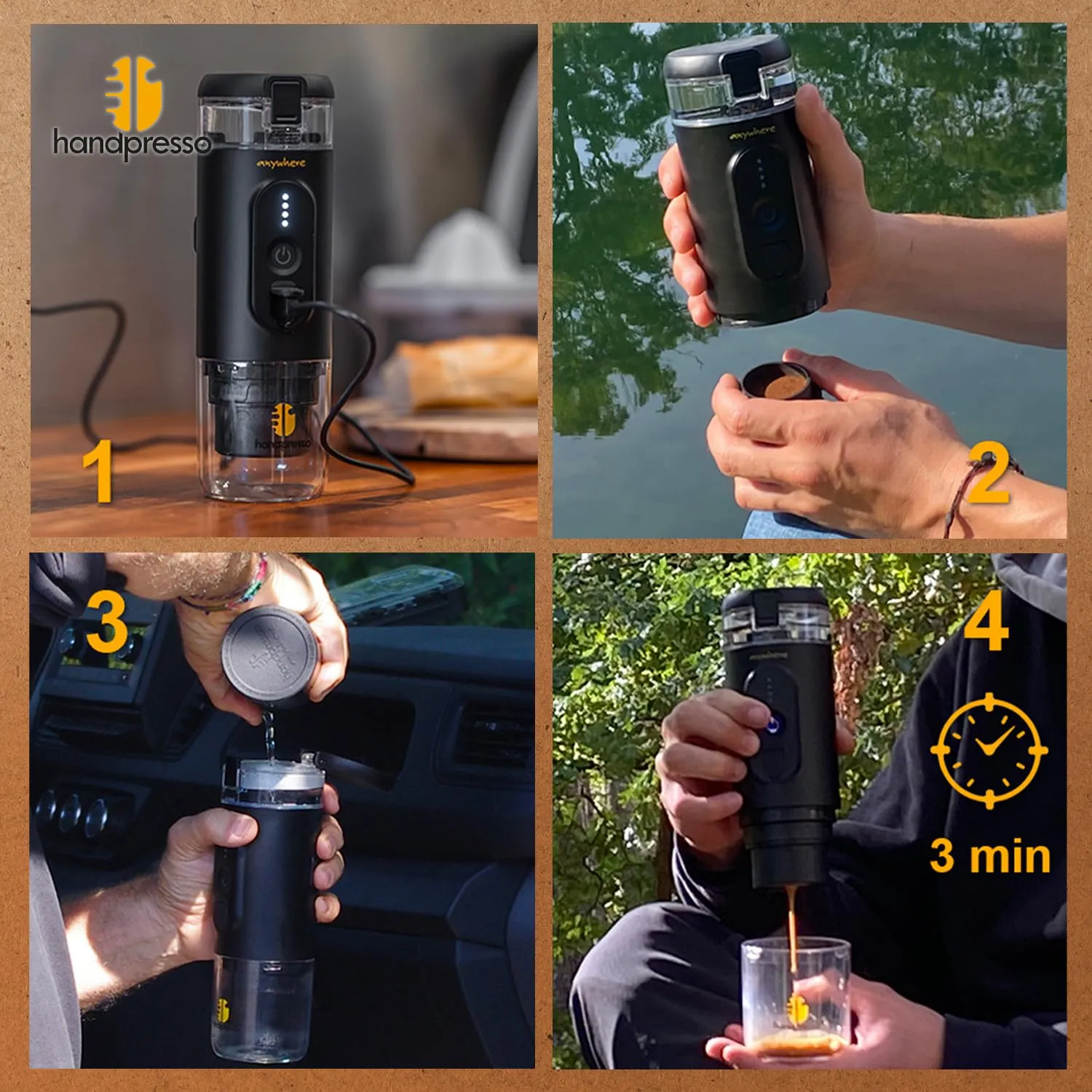 Handpresso E-Presso+ macchina caffè batteria 110 ml valigetta