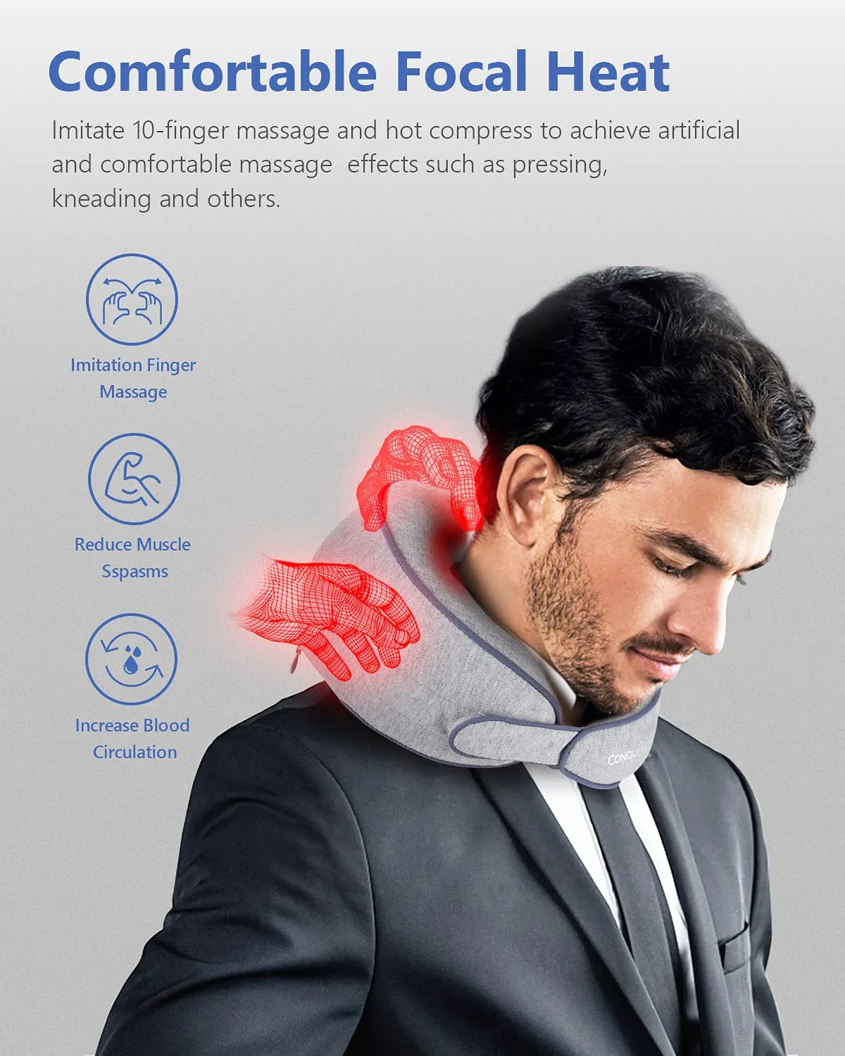 Conqueco massaggiatore collo spalle shiatsu riscaldato
