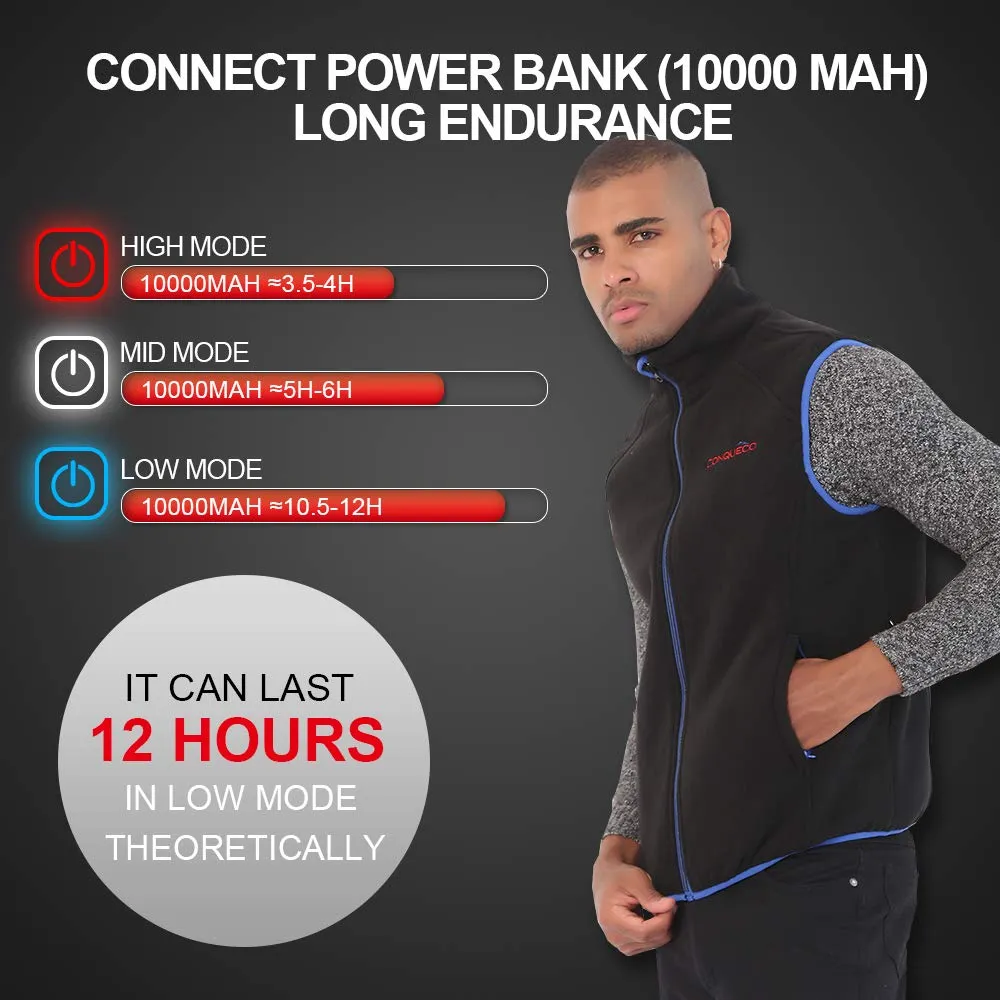 Conqueco gilet riscaldato uomo pile nero L batteria