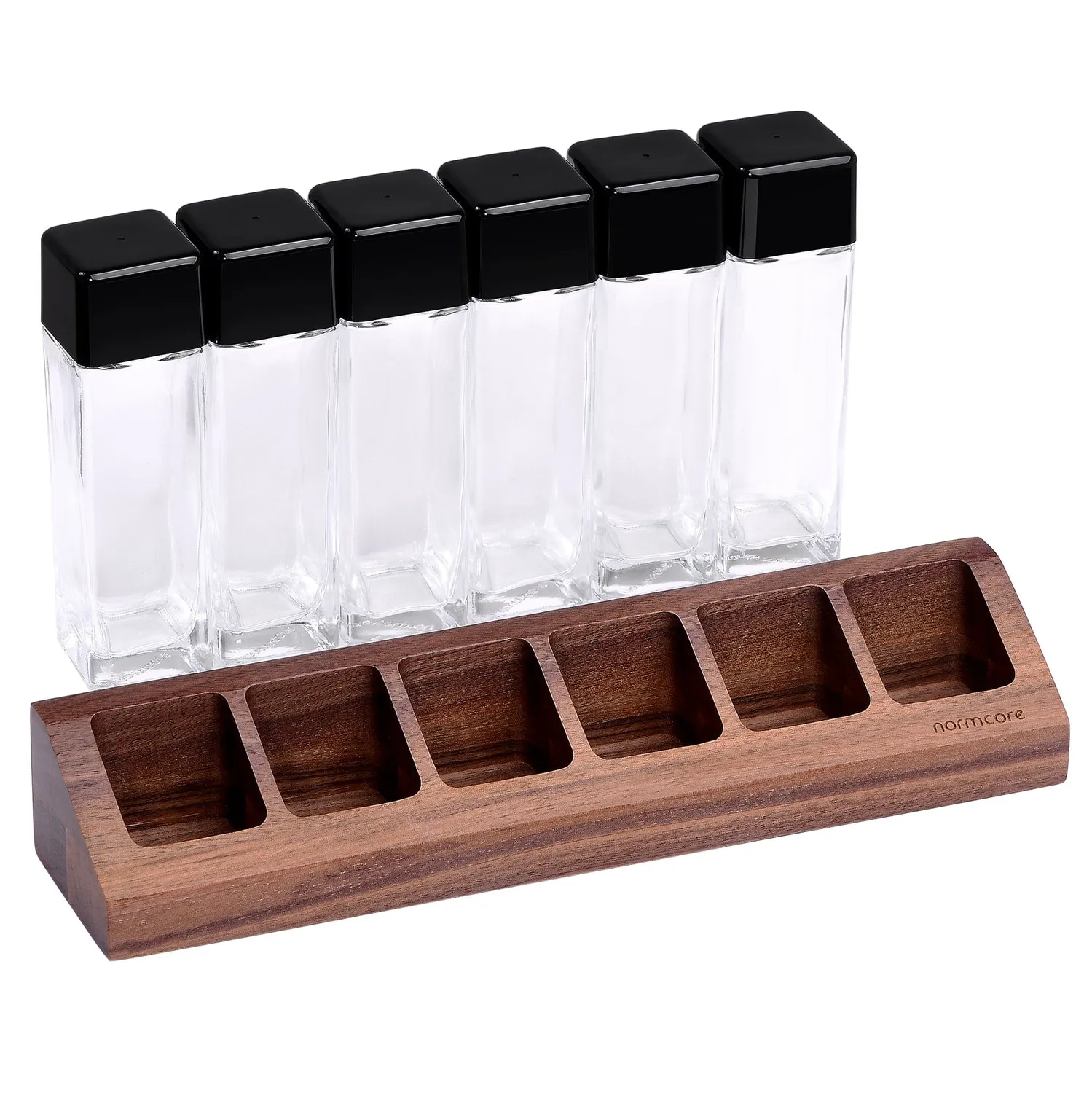 Normcore provette caffè vetro 6 pezzi con stand noce