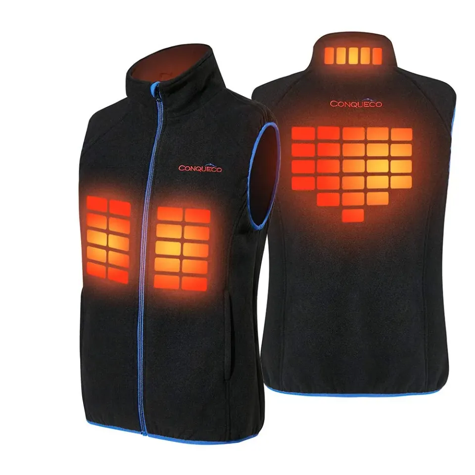 Conqueco gilet riscaldato uomo pile nero L batteria