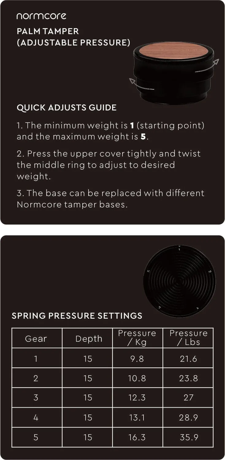 Normcore Palm Tamper pressino regolabile