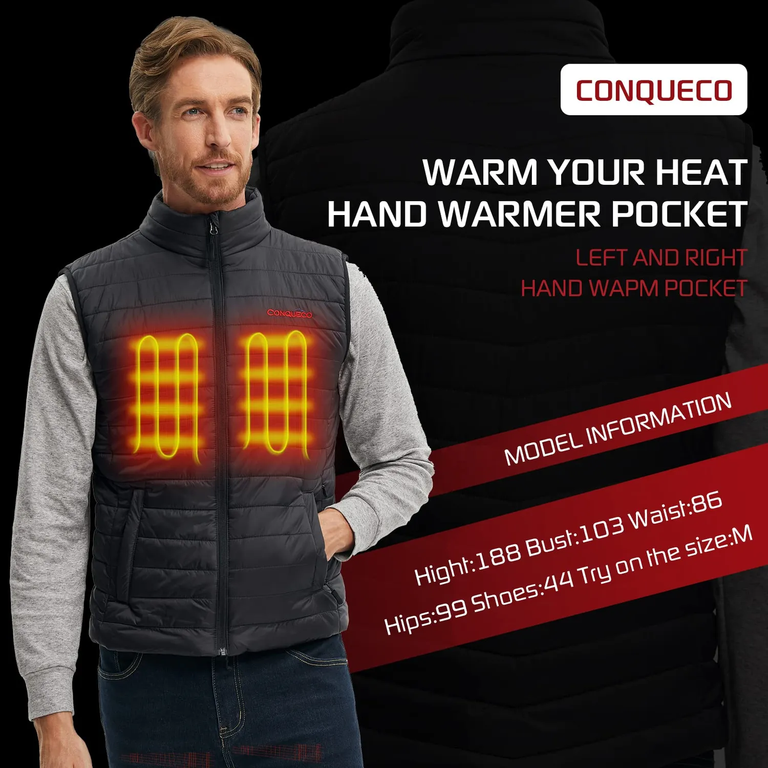 Conqueco 205 gilet riscaldato uomo fibra carbonio