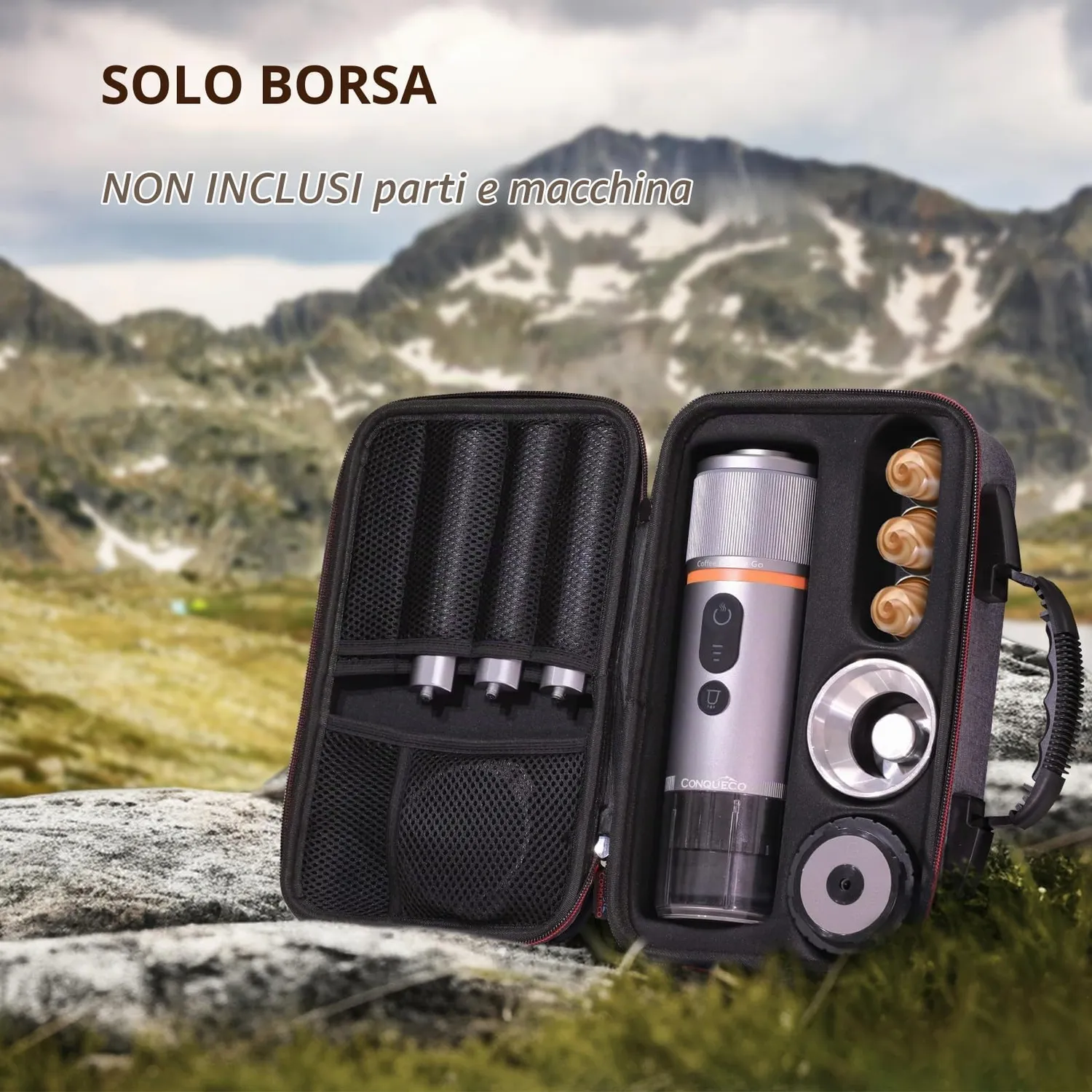 Conqueco Borsa Viaggio Macchina Caffe Portatile 8 L Grigia