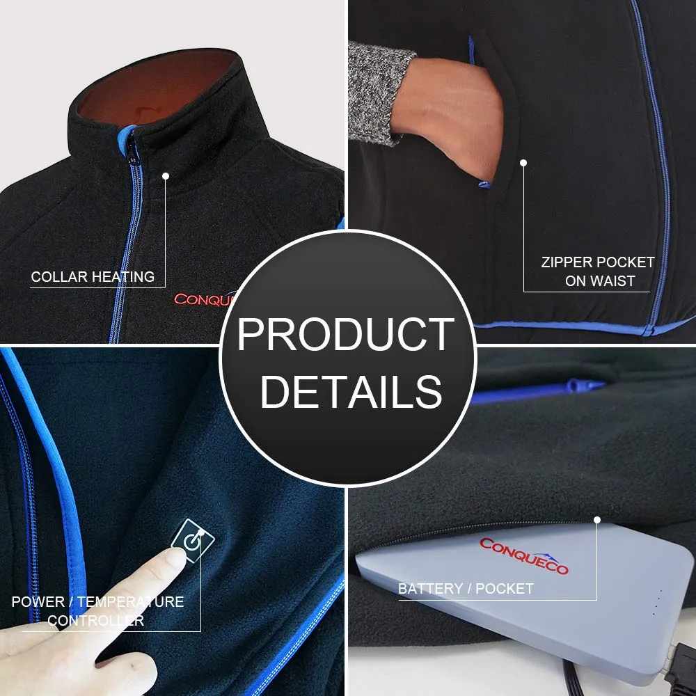 Conqueco gilet riscaldato uomo pile nero L batteria