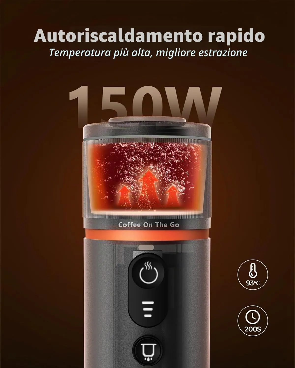 Conqueco macchina caffè espresso portatile 80 ml alluminio 15 bar