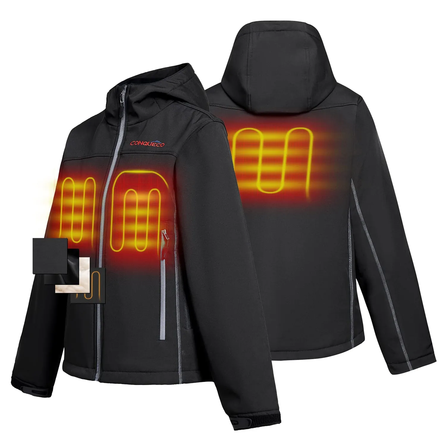 Conqueco giacca riscaldata donna softshell impermeabile carbonio