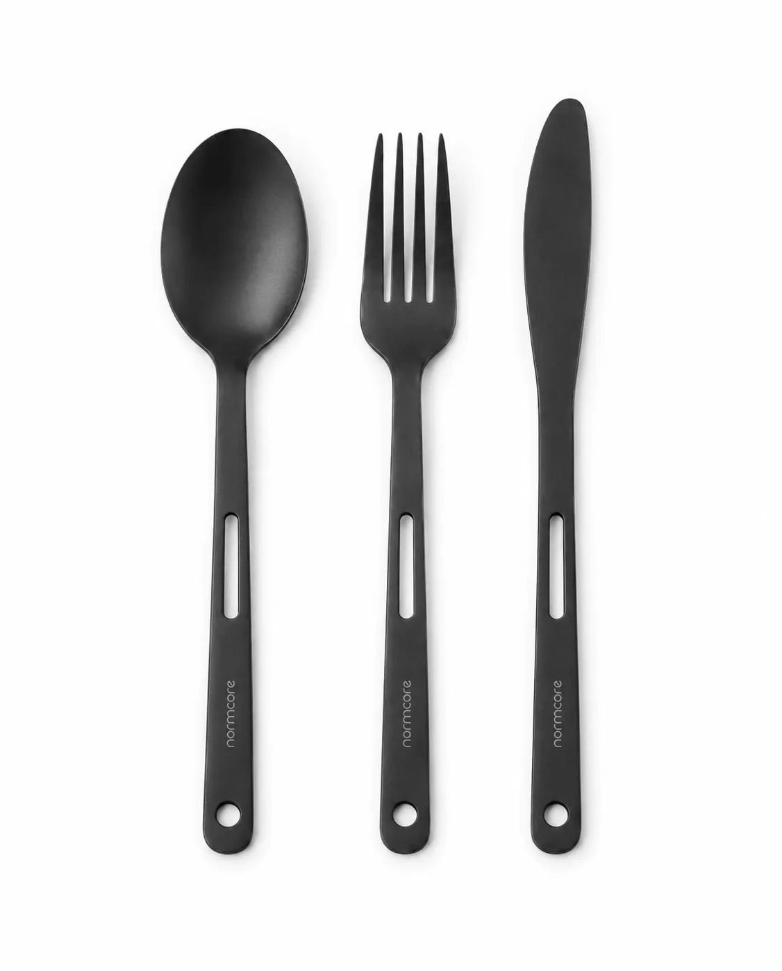 Normcore Camping Set Posate Acciaio Inox Nero 3 Pezzi