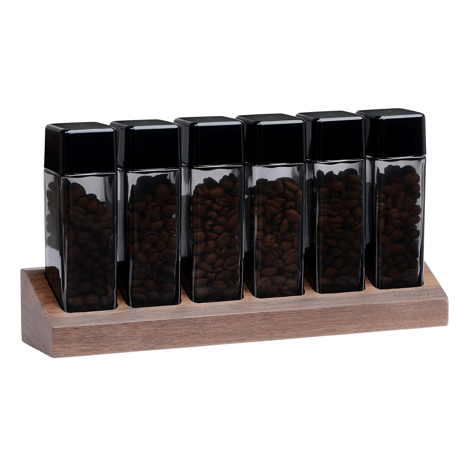 Normcore provette caffè vetro 6 pezzi con stand noce